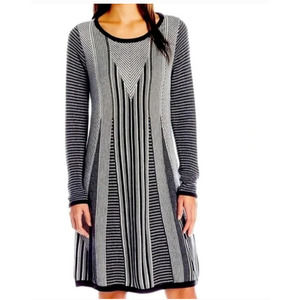 PrAna Whitley Black, Gray,‎ & White Midi Length Sweater Dress in Size Small